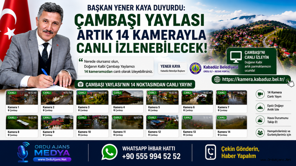 BAŞKAN YENER KAYA DUYURDU: ÇAMBAŞI YAYLASI ARTIK 14 KAMERAYLA CANLI İZLENEBİLECEK!