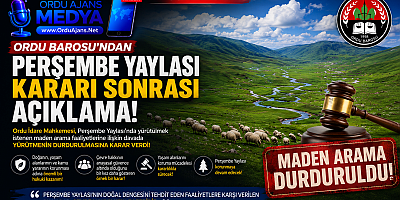 ORDU BAROSU’NDAN PERŞEMBE YAYLASI KARARI SONRASI AÇIKLAMA