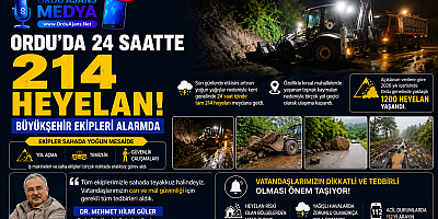 ORDU’DA 24 SAATTE 214 HEYELAN: BÜYÜKŞEHİR EKİPLERİ ALARMDA