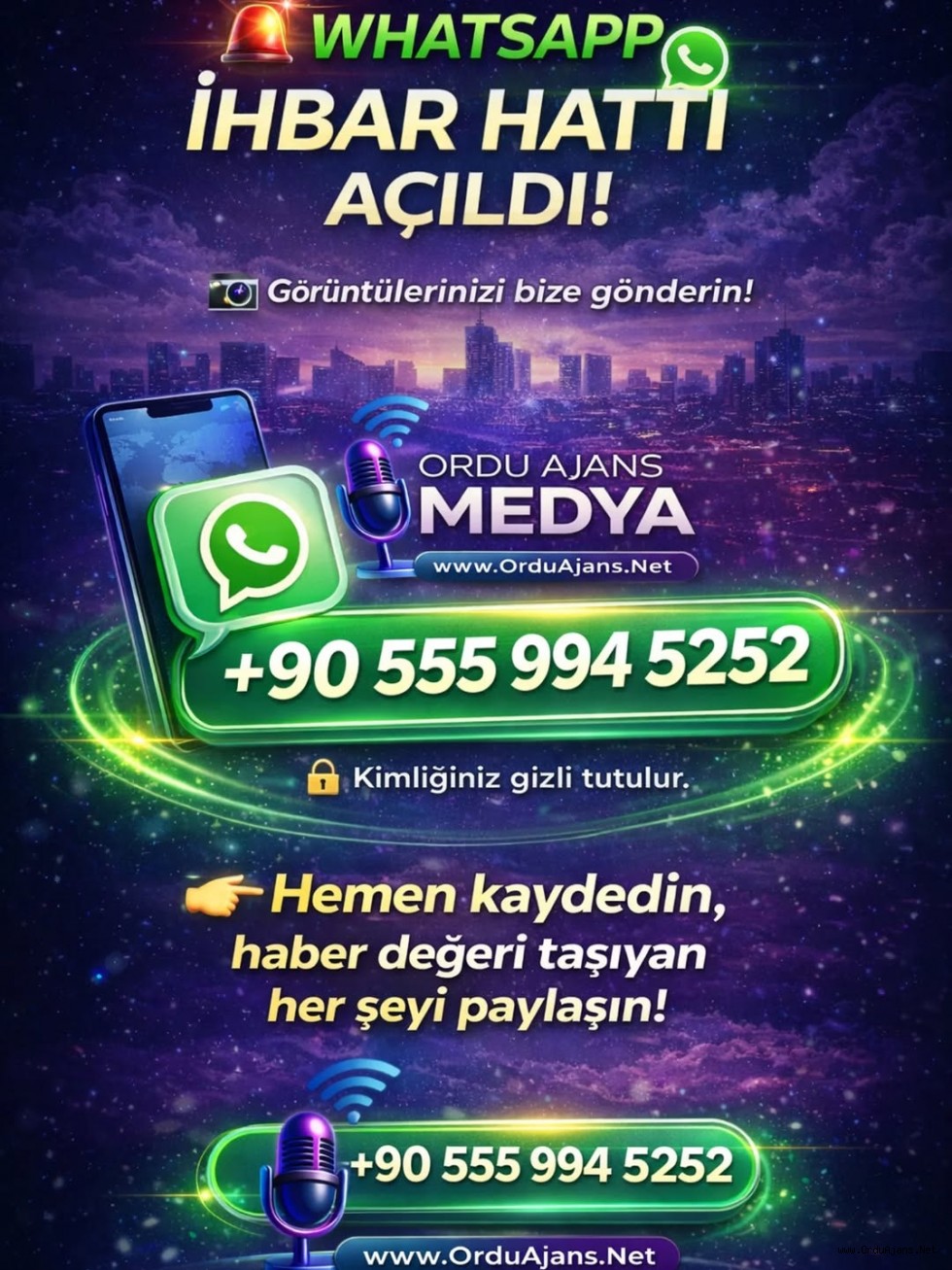 WhatsApp ihbar hattımız aktif: +90 555 994 5252